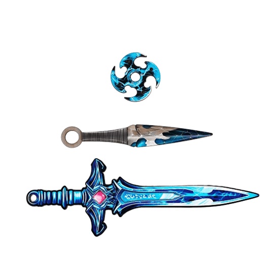 Деревянное оружие «Ледяной», меч, сюрикен, кунай, набор 3 шт 10831808
