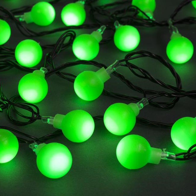 Гирлянда "Нить - с насадками" 5 м, «Шарики зеленые», свечение зелёное, 8 режимов, IP20
