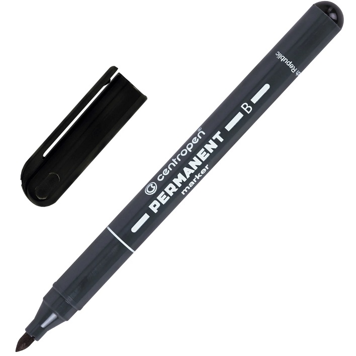 Маркер перманентный CENTROPEN 2836, ЧЕРНЫЙ, круглый наконечник, 2 мм, 6 2836 0012