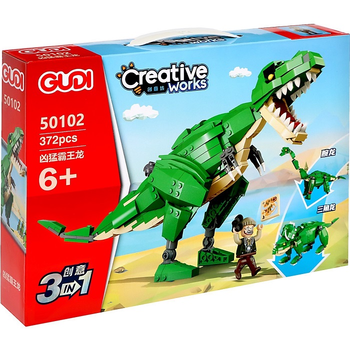 Конструктор GUDI Дино «Т-Рекс», 3 в 1, 372 детали