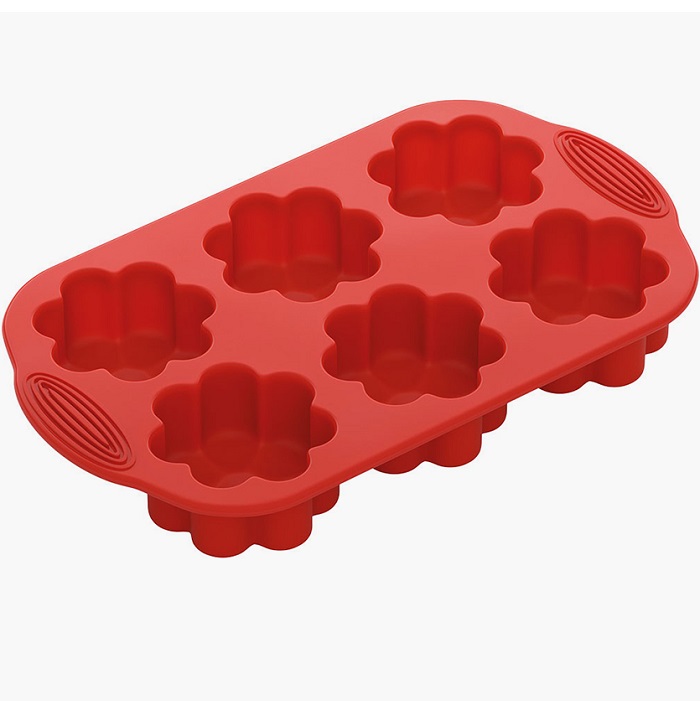 Форма для 6 маффинов в виде цветков NADOBA, серия MILA, силиконовая, 29x17x3,7 см 762015