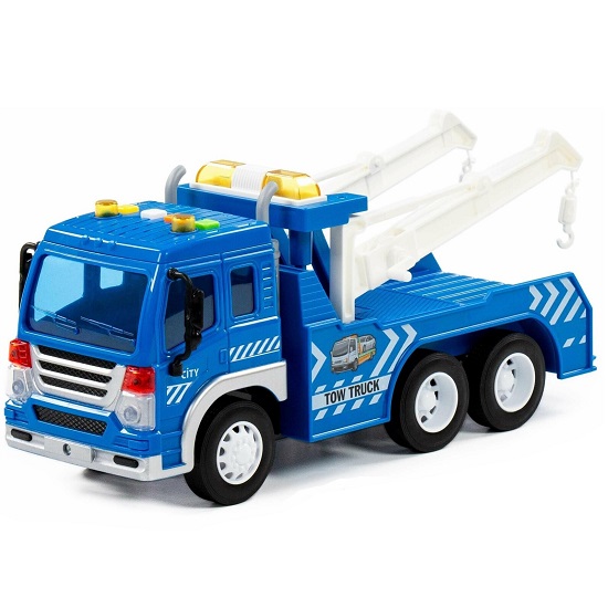Автомобиль-эвакуатор ПОЛЕСЬЕ "Сити" инерционный (со светом и звуком) (синий) 