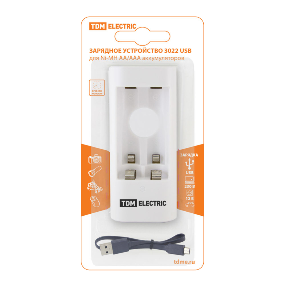 Зарядное устройство TDM 3022Н (300 mA 2 слота АА/ААА 1 кан.+2xAA2500 USB)  (1/1/100)
