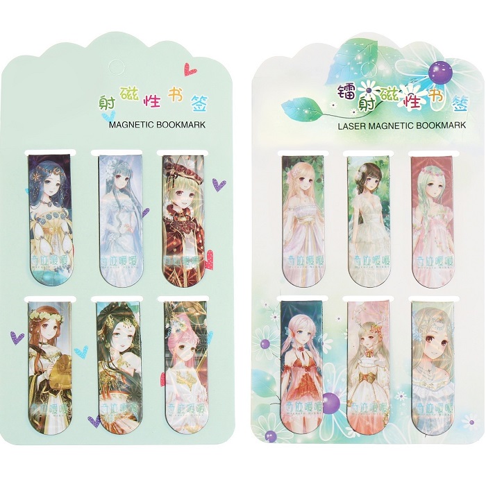 Набор магнитных закладок для книг Calligrata 6 штук, "Аниме", МИКС