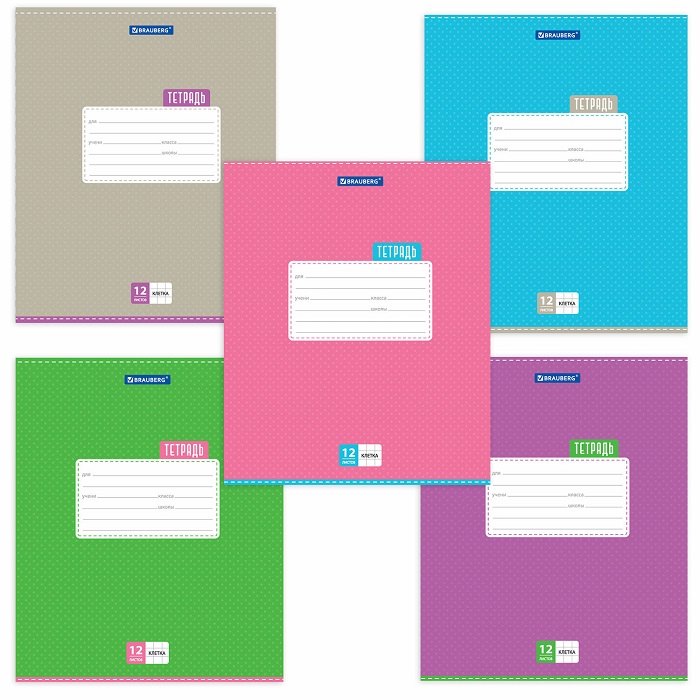 Тетрадь 12л. BRAUBERG клетка, обложка картон, ТОЧКИ, 103023