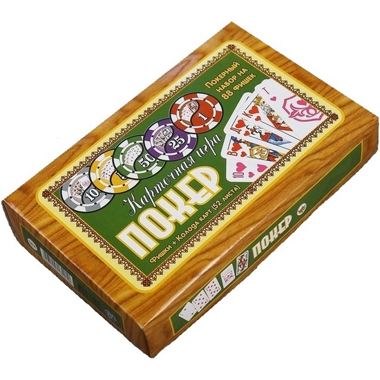 Покер, набор для игры (карты 52 листа, фишки 88 шт.) 3809538