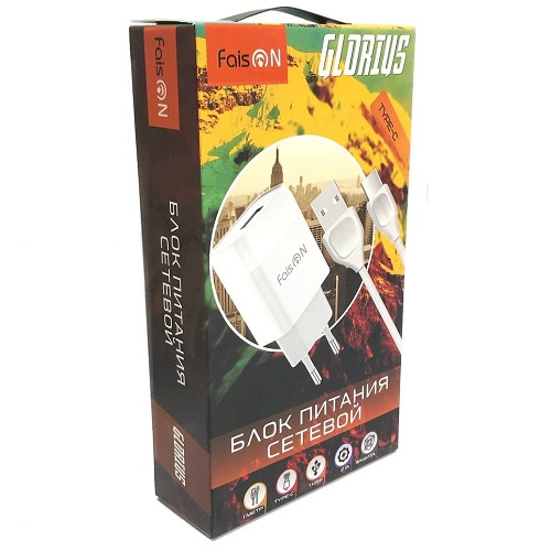 Сетевое ЗУ 1USB 2.1A FAISON C72A, Glorious Type-C белый