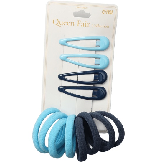 Набор для волос "Мира" (4 невидимки-5 см,8 резинок-3,5 см) сине-голубой   10072672