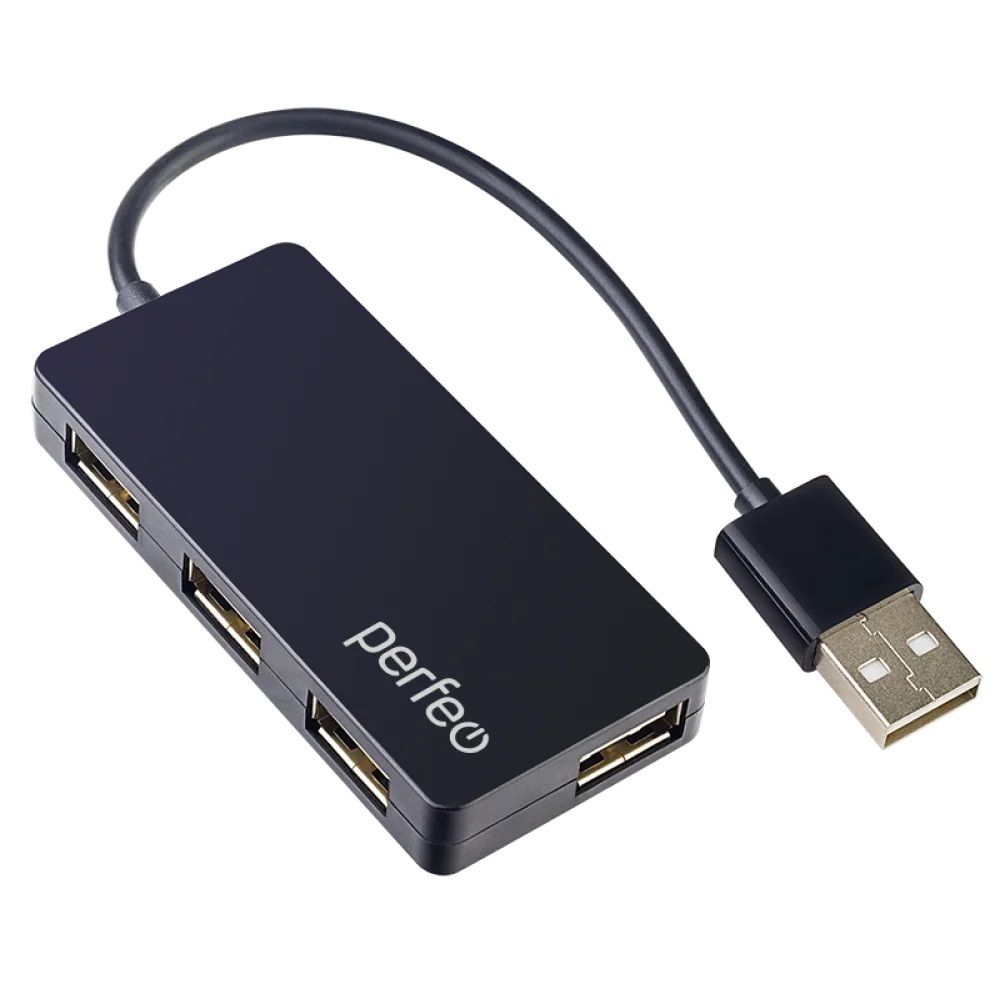USB-хаб PERFEO(PF-VI-H023 Black) черный, 4 порта
