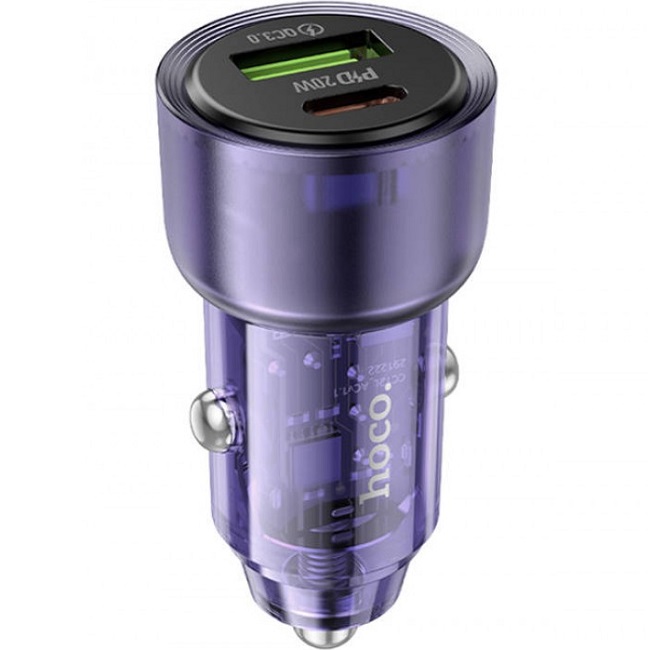 Авто ЗУ 1USB/1Type-C 3A HOCO Z52 Spacious, фиолетовый
