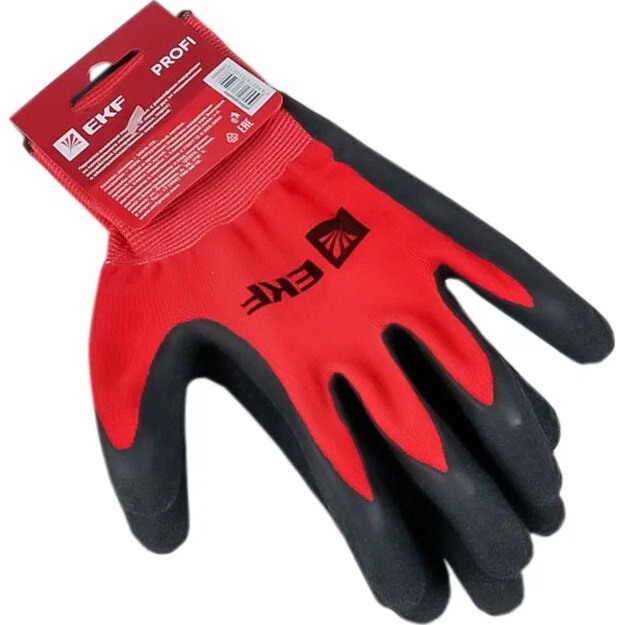 Перчатки PROFI нейлоновые с рельефным латексом EKF