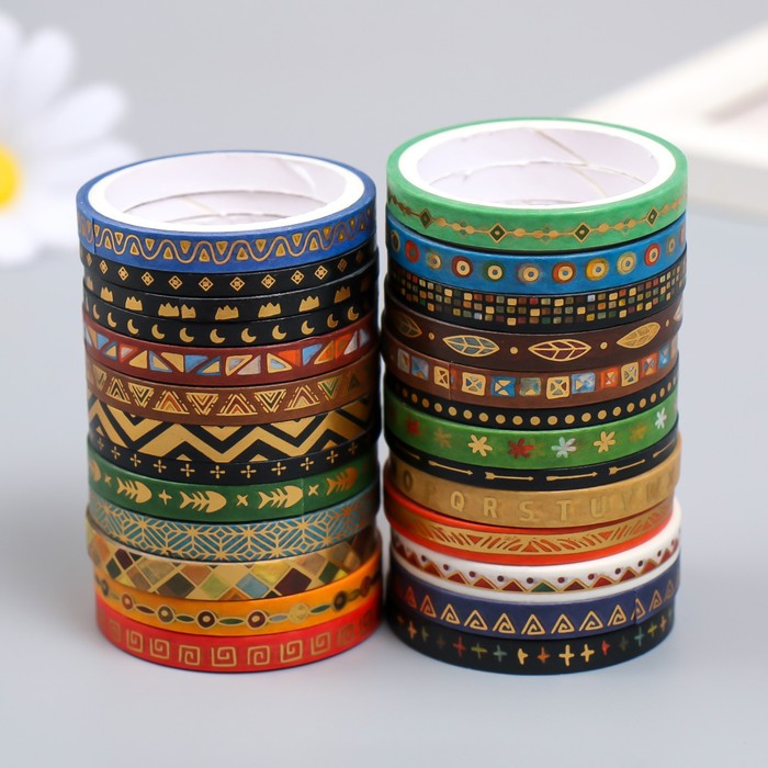 Клейкая лента бумага "Этно" н-р 26 шт ширина 0,3;0,5 см длина 3 метра 12х4х4 см   9242658
