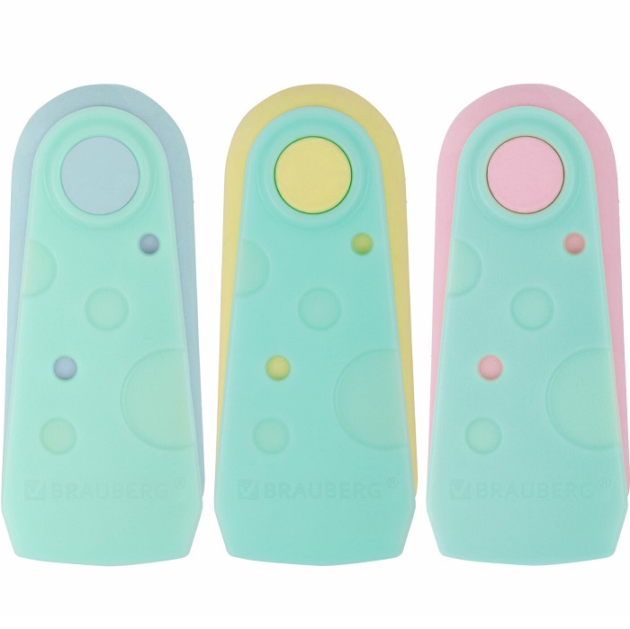 Ластики BRAUBERG "ULTRA PASTEL" НАБОР 3 ШТУКИ, 57х24х15 мм 272689