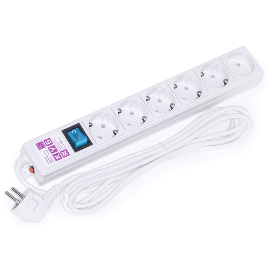 Сетевой фильтр  1.9м POWER CUBE (SPG(5+1)-16B-1,9M) 6 розеток, белый (коробка)