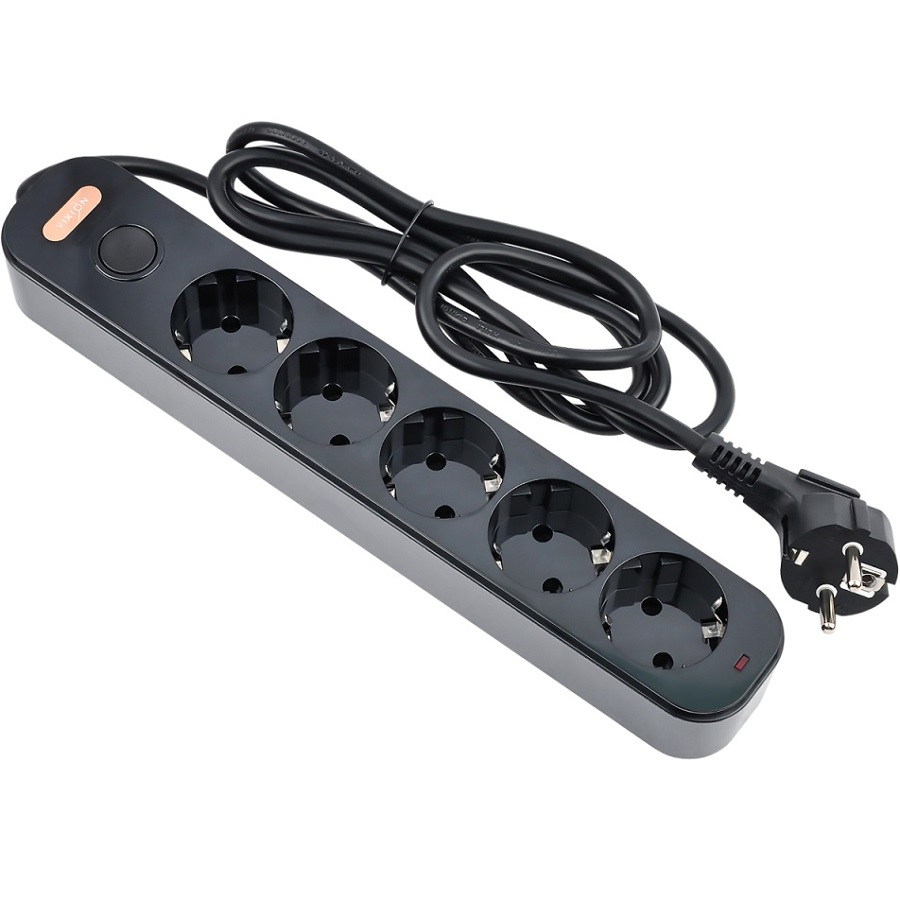 Сетевой фильтр  1.8м VIXION BKL-07, черный, 5 розеток, 10A, 2500Bт