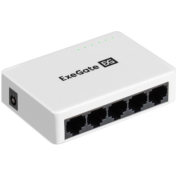 Коммутатор неуправляемый ExeGate EDES-1005C (5-портовый UTP 10/100Mbps, с функцией энергосбережения (Green Ethernet Technology), настольный)