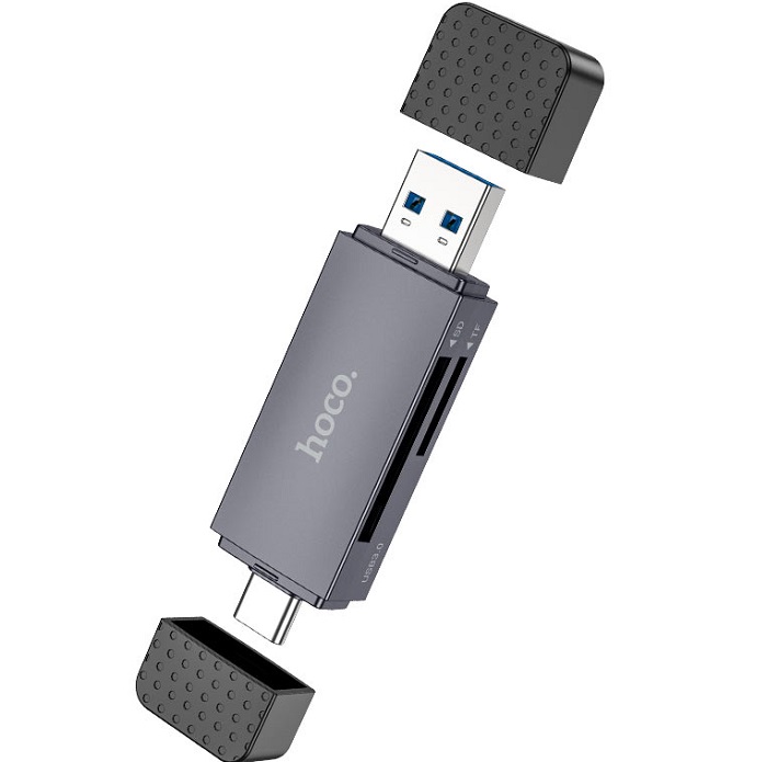 Кардридер HOCO HB45 Spirit, серый, USB/Type-C 2.0