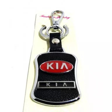 Брелок с карабином KIA хром-металл на коже