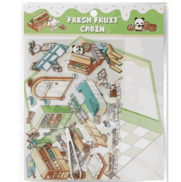 Наклейки+пинцет для творчества румбокс "Овощной магазин", зеленые (16*20 см)