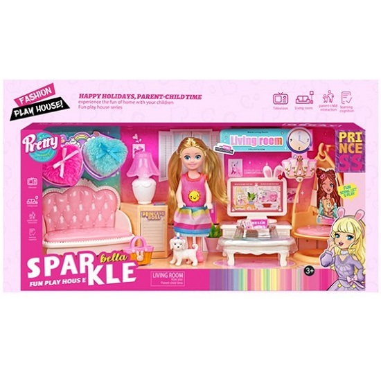 Кукла малышка 7019 Гостинная с аксесс. в кор.