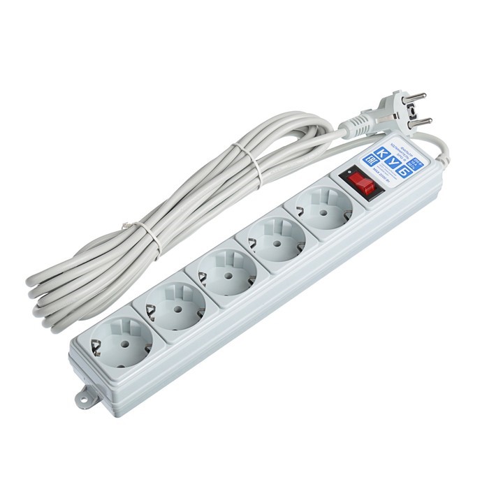 Сетевой фильтр  5.0м POWERCUBE SPG-B-15, 5 розеток, серый (коробка)