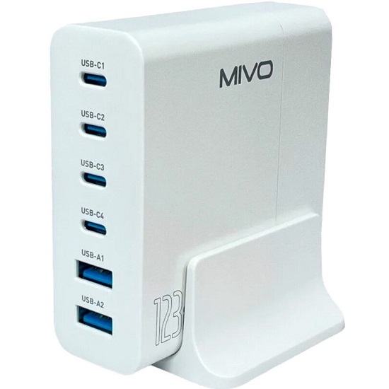 Сетевое ЗУ 2USB/4Type-C MIVO MP-123Q белый, 123W, GAN