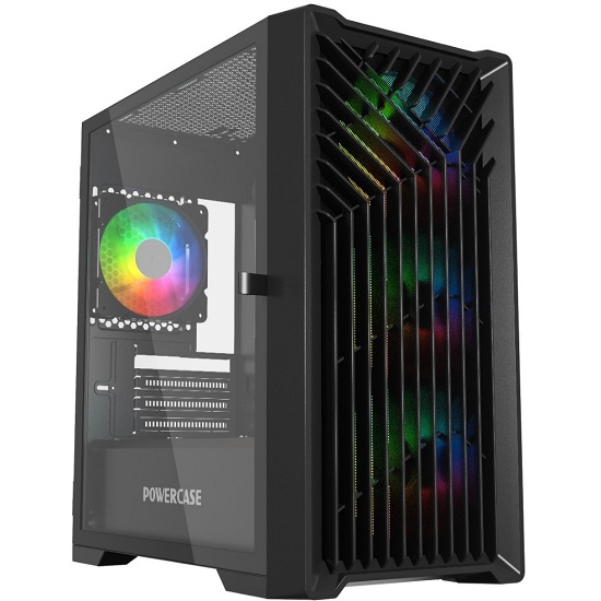Корпус Powercase Mistral Micro X4B, Tempered Glass, 4х 120mm 5-color fan, чёрный, mATX  (CMMXB-L4)