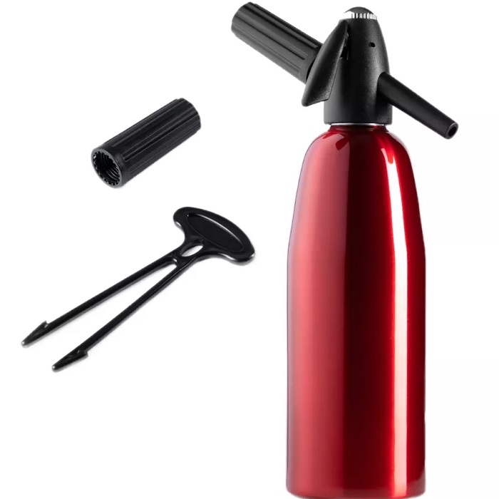 Сифон для газирования воды и напитков, 1л.,красный + набор