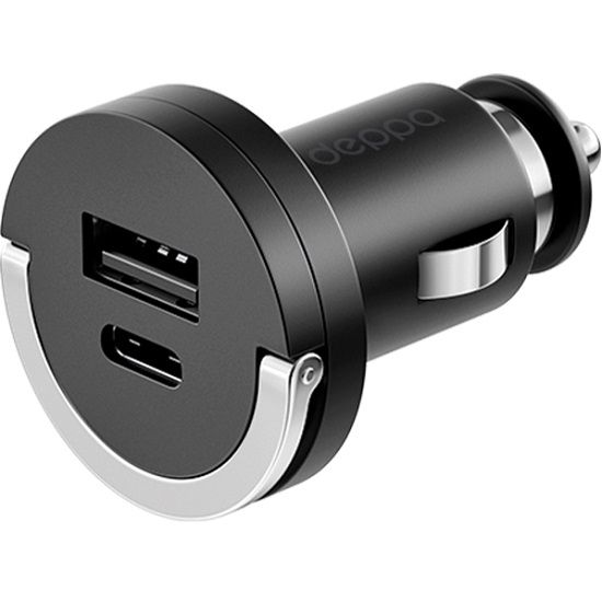 Авто ЗУ 1USB/1 Type-C DEPPA Power Delivery, черный, 30W (11211)