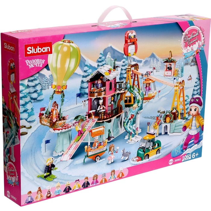 Конструктор Sluban Розовая мечта «Горнолыжная база», 1065 деталей