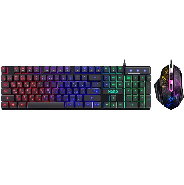Клавиатура+мышь DEFENDER Nord GS-959 RU, черн,радуж