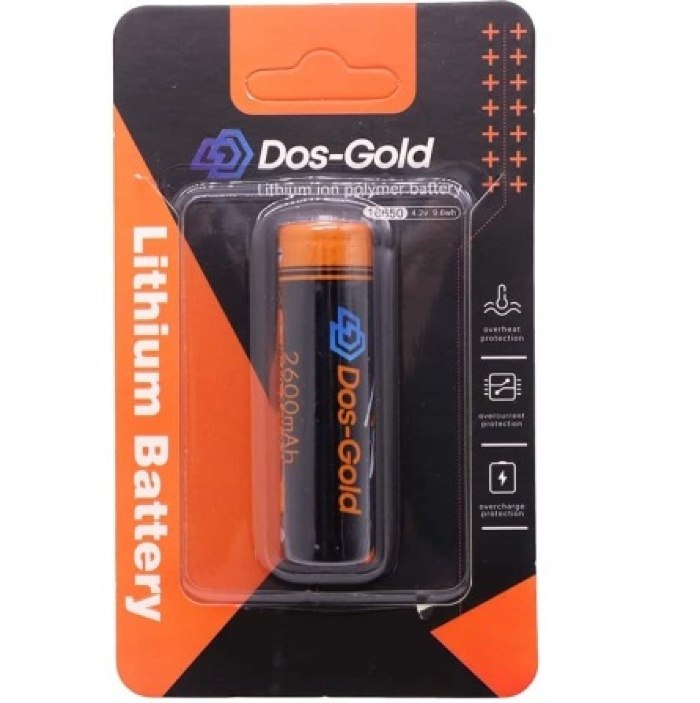 Аккумулятор 18650 Dos-Gold BL1 (2600mA, 4.2V) (1/10/200)