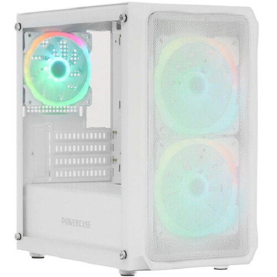 Корпус Powercase Mistral Micro A3W ARGb, Tempered Glass, 2x 140mm ARGb PWM+1x 120mm ARGb PWM, белый, mATX (CMMAW-A3)