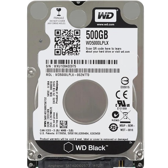Внутренний HDD 2.5" 500GB WD WD5000LPLX 7200 rpm черный