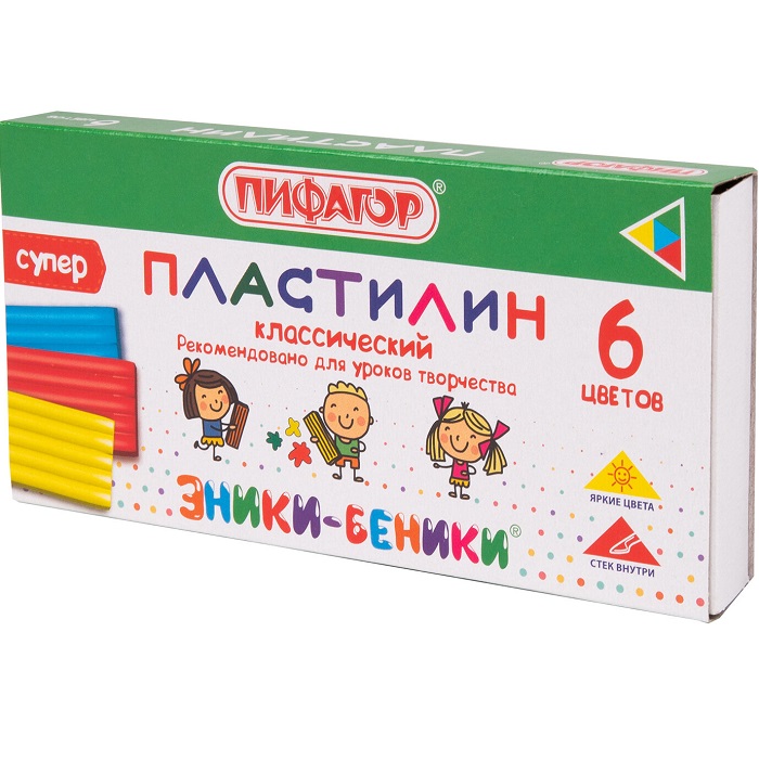 Пластилин ПИФАГОР «ЭНИКИ-БЕНИКИ СУПЕР», 6 цветов