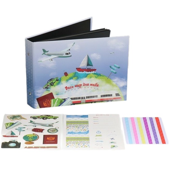 Фотоальбом 25 листов (наклейки+кольца) "Весь мир для тебя" 19х27х3 см   9544524