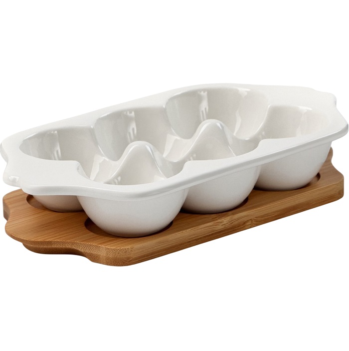 Подставка фарфоровая для яиц 6 ячеек Bella Tenero, 19,2×11×3,6 см, цвет белый