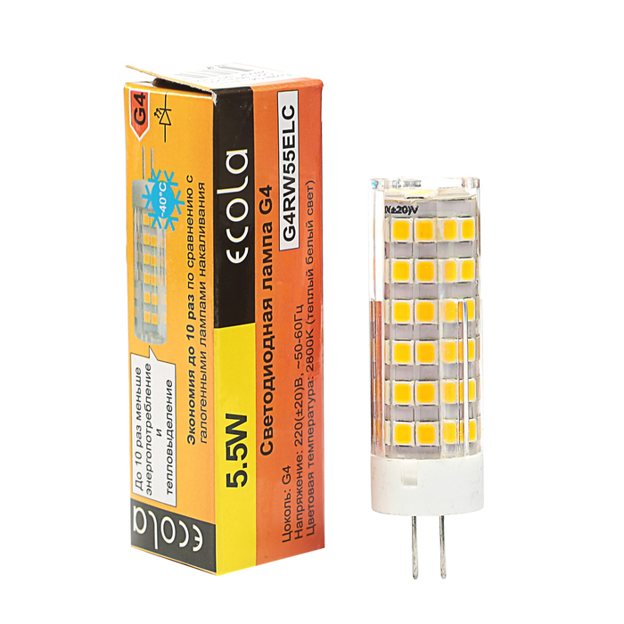 Лампа светодиодная ECOLA G4 5.5W/2800K Corn Micro 57x16