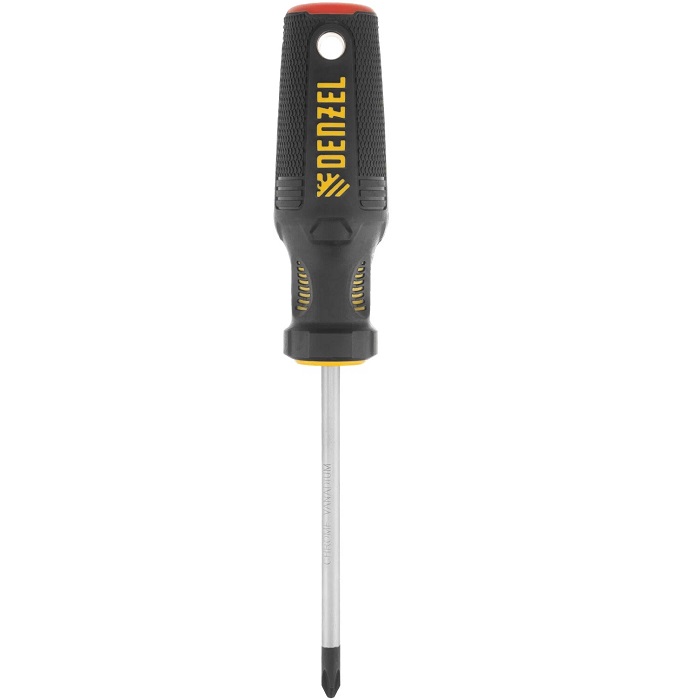 Отвертка DENZEL, PH2х100 мм, S2, 3к рукоятка// 121787