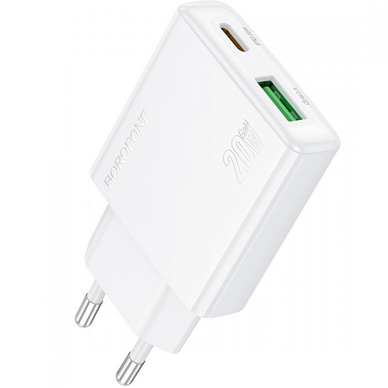 Сетевое ЗУ 1USB/1Type-C 3.0A BOROFONE BN24 белый