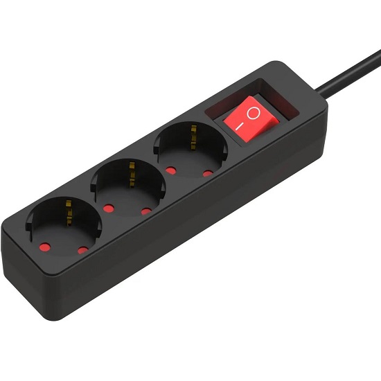 Сетевые фильтр 2.0м RITMIX RM-230K Black, 3 розетки, 16A