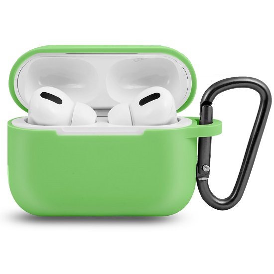 Силиконовый чехол ISA для AirPods Pro Hang Silicon Сase с карабином   SL green