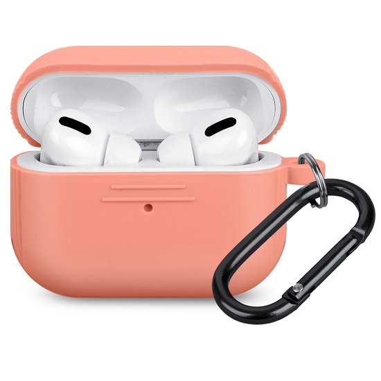 Силиконовый чехол ISA для AirPods Pro Hang Silicon Сase с карабином   SL papaya