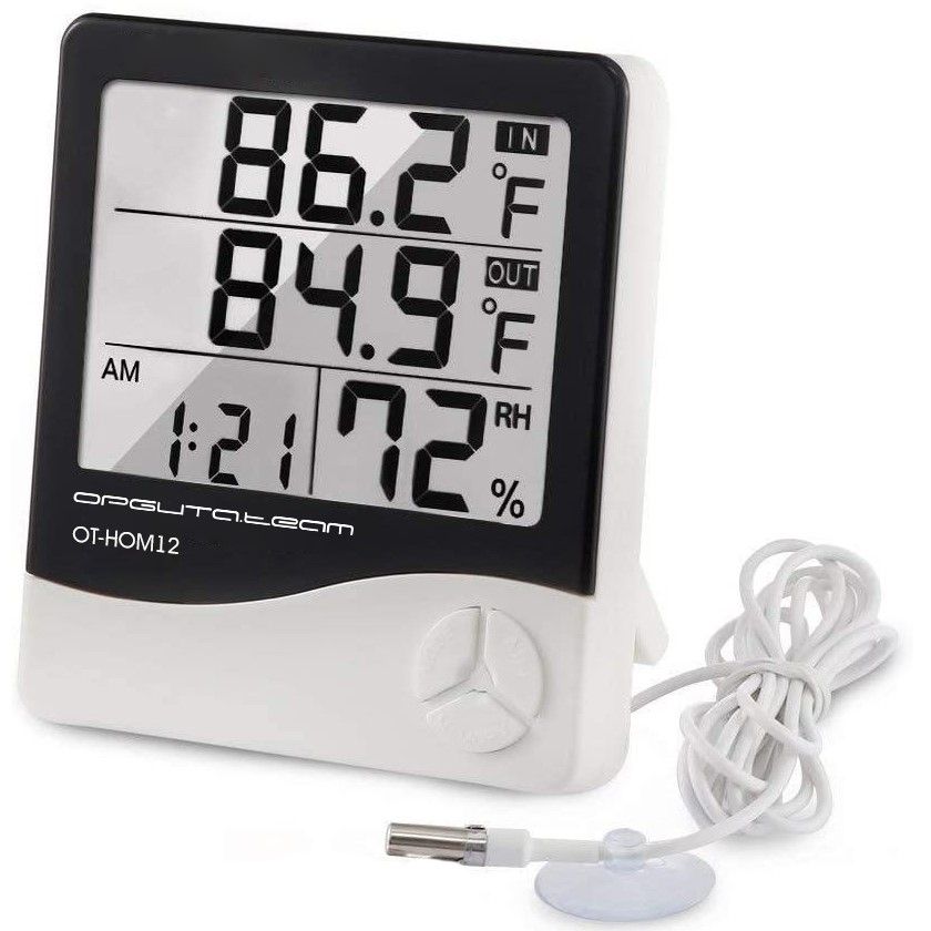 Термометр+гигрометр ОРБИТА OT-HOM12 HTC-2 (часы, будильник,вынос. датч)/120