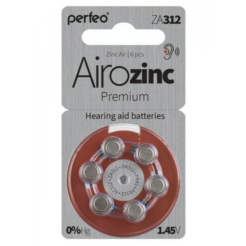 Элемент питания PERFEO ZA10 BL-6 Airozinc Premium (6/60/600)