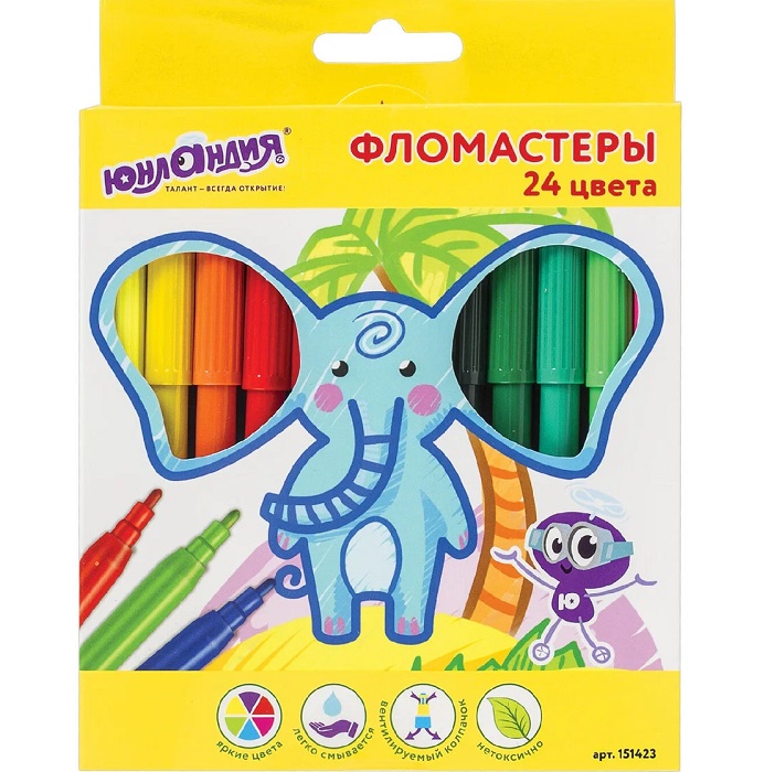 Фломастеры ЮНЛАНДИЯ 24 цвета, ЭКЗОТИКА
