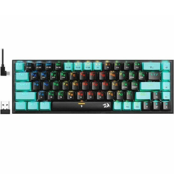 Клавиатура БП REDRAGON Castor Pro, черный/зеленый