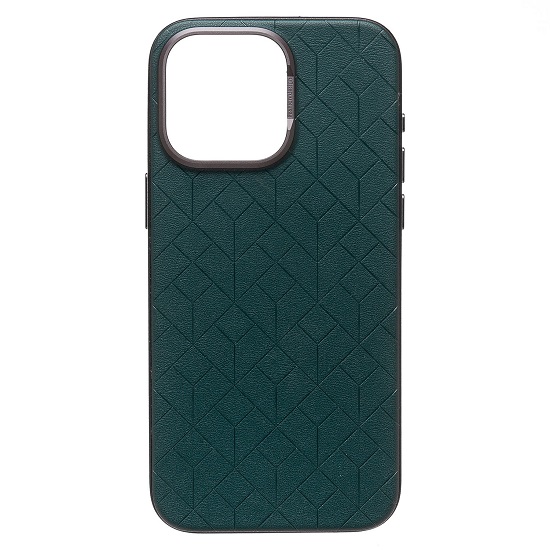 Задняя накладка SM089 SafeMag экокожа  для iPhone 15 Pro Max (green)