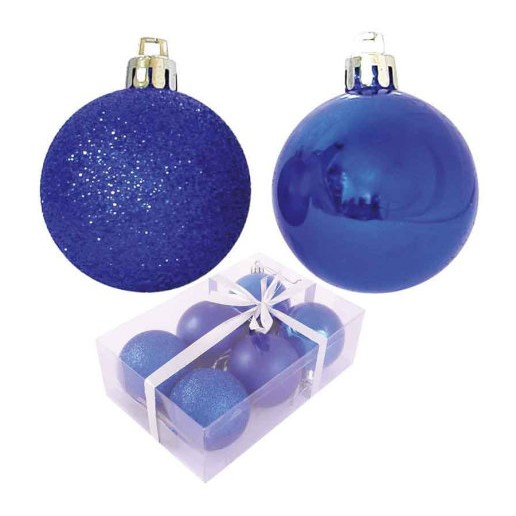 Набор шаров 6 см, 6 шт, синий (глянец, мат., блеск) PB6-6SMB-B арт.102552