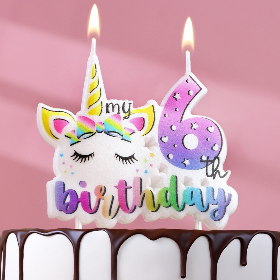 Свеча в торт "My Birthday", цифра "6", 8 см   9485676
